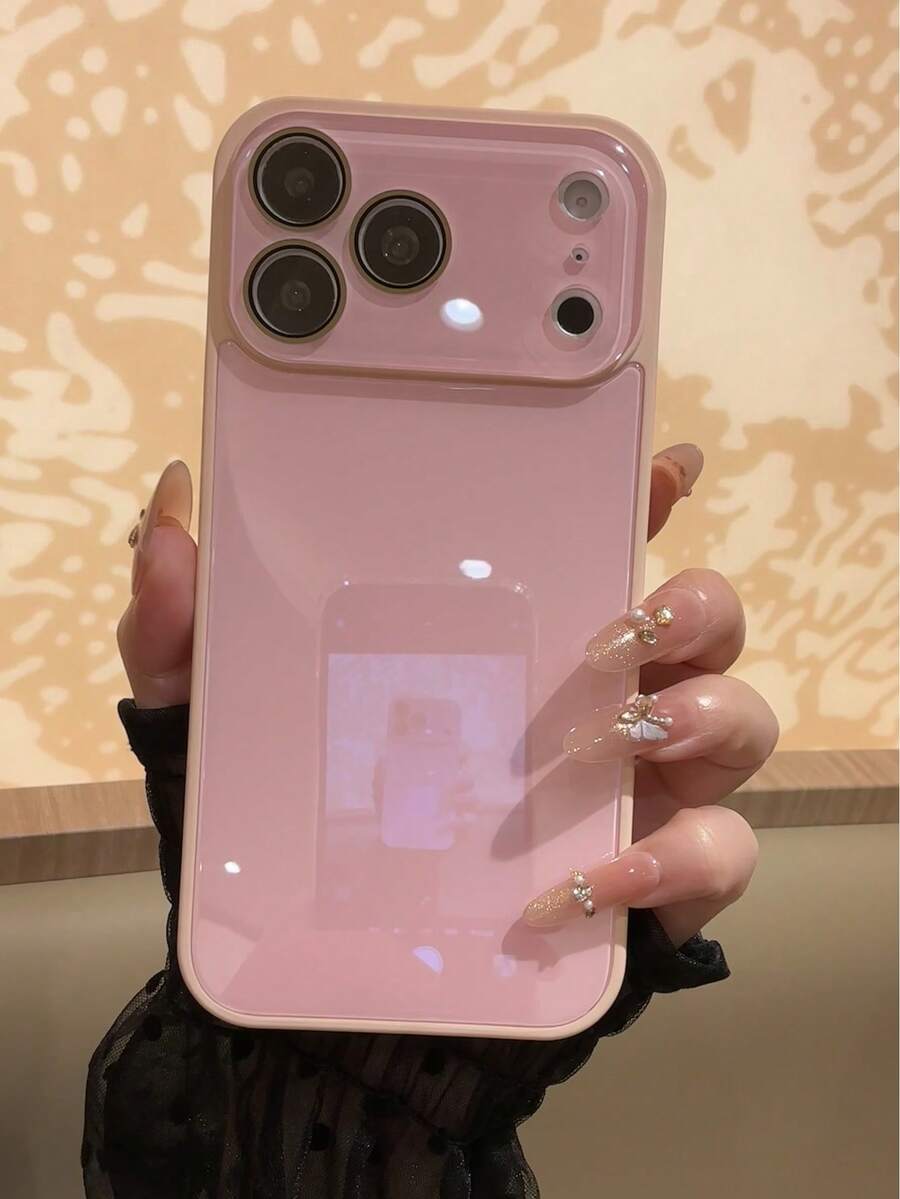 奢華亮面玻璃手機殼，適用於 iPhone 17 Pro Max、16、15、14、13、12、11 Pro Max，鏡頭保護，極簡純色，可愛優雅，適用於 iPhone 17 Pro Max、16 Pro Max、17 Pro、15 Pro Max、14 Pro Max、13 Pro Max - 彩色 - 查看 1