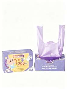 200 Per Box. Pull-Out Design, Disposable Baby Diaper Bags, Waterproof Baby Diaper Waste Bags, Easy To Carry And Use. - Multicolor - View 1