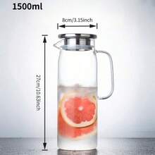 1个1升/1.2升/1.5升高硼硅玻璃冷水壶，带盖，适用于果汁、饮料，适合家庭、餐厅、户外使用，母亲节、父亲节好礼。 - 彩色 - 查看 11