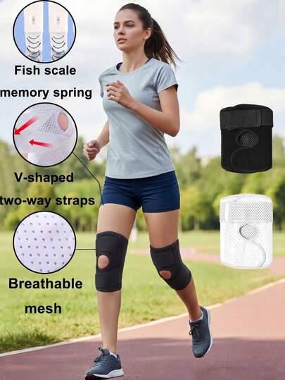 1 Cặp đệm đầu gối thể thao lò xo nhớ hình vảy cá 2 màu, lưới thoáng khí, bảo vệ và ổn định đầu gối, đai đầu gối điều chỉnh được với miếng đệm xương bánh chè, ống nén đầu gối, thích hợp cho đi bộ đường dài, đạp xe, chạy bộ, tập thể dục, unisex