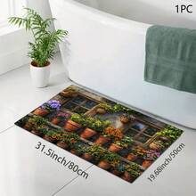 1pc 2D Floral Potted Plant Print Absorbent Pad/Drying Mat For Coffee Maker, Tableware - Absorbent Polyester Desktop Protective Mat With Non-Slip Rubber Backing, For Kitchen Counter Decor, Home Bar And Dining Table - Multicolor - View 9