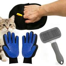 Cepillo para aseo de mascotas, guante de desensedado fácil de limpiar, cepillo para perros, herramienta universal de aseo para gatos y perros, suave y sin caída de pelo, lavable - Negro - Ver 12