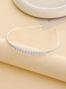 1 pezzo Elegante cerchietto argentato decorato con cristalli iridescenti e zirconi cubici affilati, glamour e scintillante, adatto per festival e feste - Argento - Visualizzare 4
