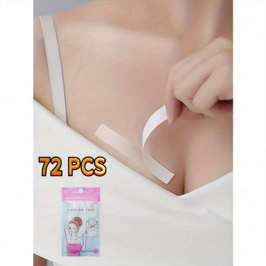 72-Piece Pack Of Fashionable Body Tape, Strong Fabric Adhesive, Suitable For Clothing Repairs, Invisible And Skin-Friendly Dress Tape, Long-Lasting Adhesion For All-Day Wear - 72pcs - View 1