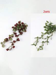 1株仿真秋海棠叶植物，悬挂式，逼真白色叶脉，胡椒草造型，适用于婚礼、生日、节日派对装饰，也适用于办公桌、墙面、客厅、卧室、花园、室内外家居装饰。 - 彩色 - 查看 14