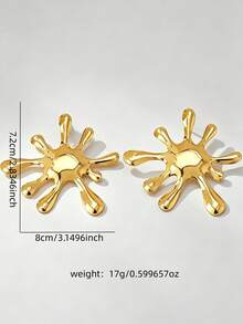 1 Pair Exaggerated Geometric Asymmetrical Stud Earrings - Yellow Gold - View 2
