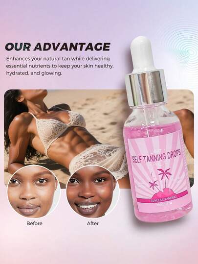 Light Tone Facial Tanning Essence (Pink) With Aromatherapy Essential Oil Infusion, Creates Natural Light Bronze Complexion, The Fragrant Aromatherapy Formula Moisturizes And Nourishes Skin For Even, Radiant Skin Tone