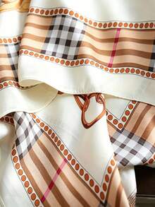 1pc New Summer Fashion Letter Print Faux Bandage, Versatile Square Scarf, Retro Horse Pattern Lightweight Luxury Imitation Silk Neckerchief, Suitable As Headscarf - Multicolor - View 4
