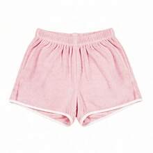 Women's 2 Piece Terry Cloth Loungewear Set, Fringe Trim Button-Down Top  Shorts, Casual Summer Outfit - Hồng - Xem 9