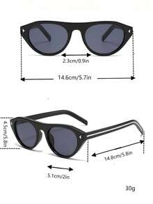 1 pieza Gafas decorativas con marco ovalado de color block, estilo minimalista casual, accesorio de moda versátil para mujer, adecuado para uso diario, fiestas, estilo callejero, verano, casual, negocios, citas, sesiones de fotos, al aire libre, Y2K - Montura de carey con forro verde - Ver 4