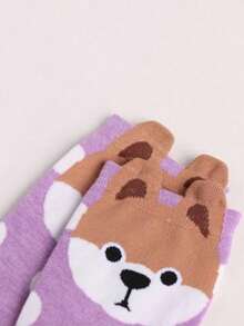 5 Pairs Cartoon Animal Print Mid-Calf Socks, Cute Japanese Style Long Socks For Tween GirlsStudent Socks, Casual Design, Suitable For 12-16 Years Old - Multicolor - View 5