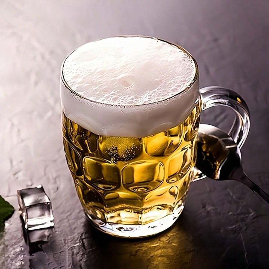 1个/2个装带把手的不易碎亚克力啤酒杯 - 大容量防碎啤酒杯，是世界杯观赛派对、酒吧和家庭酒吧的理想之选，经久耐用，适合饮用啤酒、麦芽酒和精酿啤酒，透明创意啤酒杯，山茶花杯，水杯，咖啡杯，冷饮牛奶果汁杯，马克杯