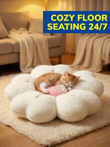Christmas Decorative Pillows, Adorable Daisy Flower Cushions, Soft Faux Rabbit Fur Pillows For Sofas, Bedrooms, And Living Rooms,Perfect For Christmas And New Year Home Decor,A Wonderful Christmas Gift For Family And Friends - 白色粉芯 - 查看 3