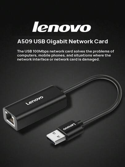 Lenovo A509 USB To RJ45 Expansion Dock, USB Wired Network Adapter, To 100Mbps Ethernet Hub, Laptop/Desktop/PC Converter, Driverless Win8/10.