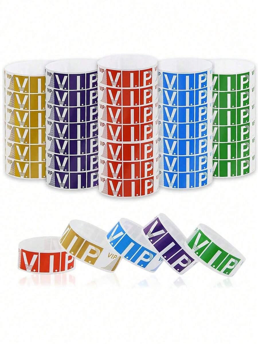 100 chiếc vòng đeo tay giấy chống thấm nước, vòng đeo tay giấy VIP nhẹ, có keo dính, thích hợp cho các sự kiện, buổi hòa nhạc, câu lạc bộ, lễ hội, phụ kiện ngày lễ. - Xem 1
