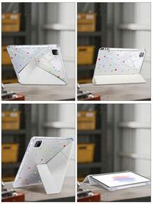 透明壓克力 Y 型摺疊彩色圓點雙面印刷彩繪平板保護殼，適用於 iPad Mini6/Mini7/Air/Air2/9.7/10.2/10.5/Air4/Air5/10.9/Pro 11-In.(M2)-2024/Pro 11-In.(M4)-2024/Air 11-Inch (M3) 2025/(A16) 11 Inch 11th Generation 2025/Air 8(M4)2026(11-Inch)，多重摺疊可調支架、內置筆槽、高透明壓克力背蓋、防摔、休眠/喚醒、極簡/清新/可愛三摺保護殼。產品不含觸控筆。部分機型附鏡頭框。 - 彩色 - 查看 8