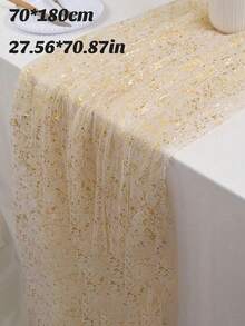 Gold Sequin Table Runner And Tablecloth Set - Shiny Gold Wedding, Party, Event Decor - Square Tablecloth With Tassel Trim (Fabric), Suitable For Dining Table Center Decor, Special Occasions - Multicolor - View 7