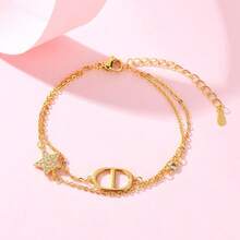 Women Charm Bracelet - Necklace - Gold - View 1