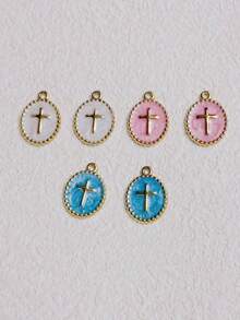 3/5/10pcs Mixed Color Oil Drop 18K Gold Stainless Steel Cross DIY Jewelry Pendant, Suitable For Necklace, Bracelet, Accessories - Cross - View 8