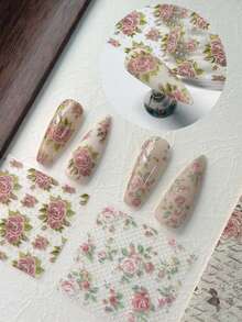 RITANAILDECO 10卷装 RitaNail 春夏精致花卉美甲印花贴纸，玫瑰、波点、郁金香、牡丹，水彩风格，适合DIY居家美甲沙龙，情人节可爱之选 - 彩色 - 查看 3