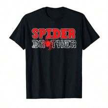 Spider Brother Spidey Birthday Matching Family Christmas T-Shirt, Men's T-Shirt,Funny Graphic T Shirts 100% Cotton Vintage Spider T-Shirt, Gothic Insect Pattern Graphic Tee, Punk Street Style Fashion Shirt, Unisex Soft Short Sleeve Crewneck Tops - Black - View 8