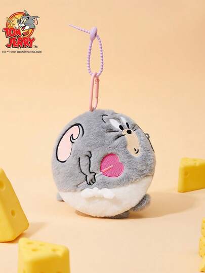 TOM & JERRY X Joivida Super Cute Non-Plush Stuffed Tuffy Round Keychain Bag Charm - Adorable Cartoon Pendant, Soft Fuzzy Backpack Accessory, Sweet Fashion Ornament For Bags & Keys
