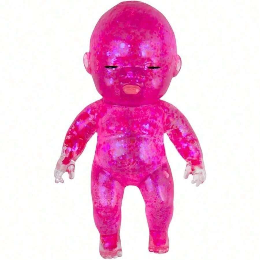 GlitterDoll Squishies Stress Toy – 4" Soft Squeezable Fidget Toy, Cute Sparkly Sensory Decompression Doll For Adults, Portable Desk Decor & Anxiety Relief Gift - Blue - View 1