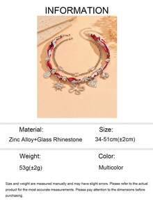 2pcs/Set Unique Design Silver Chain With Rhinestone Zirconia Flower & Heart Pendant Necklace, Fashionable Versatile Scarf Necklace Suitable For Daily Wear, Shopping, Party, Music Festival - Silver - View 5
