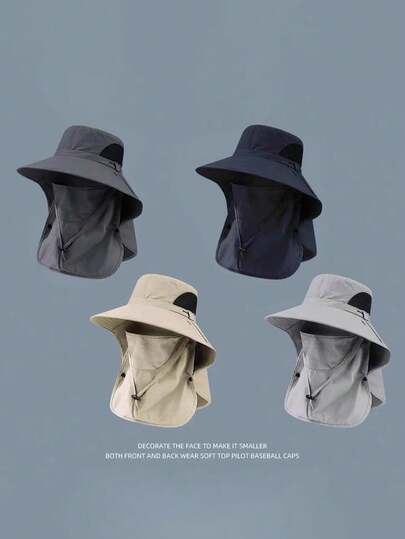 Detachable 360° Full Sun Protection Hat, Breathable Windproof, Multipurpose Sunshade Hat For Outdoor Sports, Travel, Gardening, Camping, Unisex, Foldable Large Brim