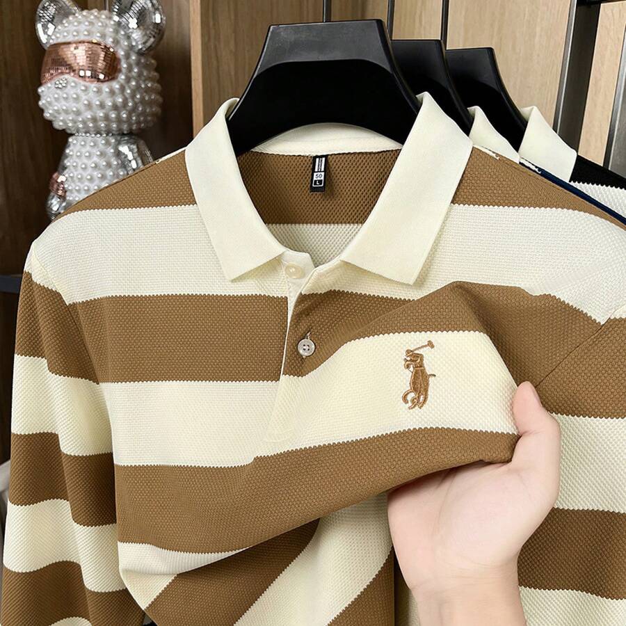 Men Polo Shirts - 卡其色 - 查看 1