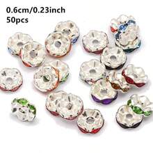 50 buah Manik-manik Bulat Rhinestone AB 4/6/8/10mm Kristal Lepas untuk Pembuatan Perhiasan DIY, Gelang, dan Aksesoris Kalung - oblat - View 12