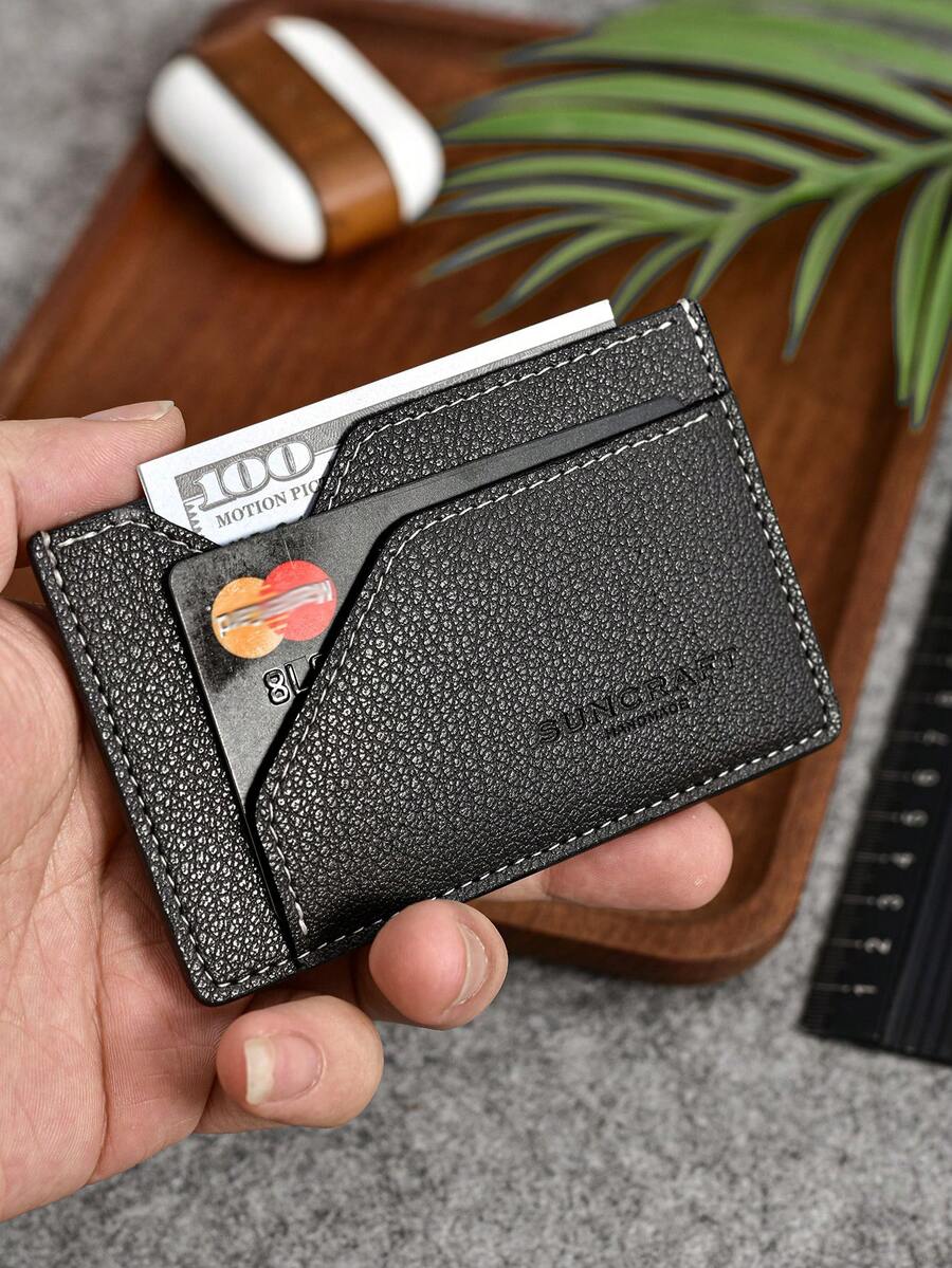 Men's Minimalist Card Holder, Ultra-Thin Creative Credit Card Case, Multi-Card Slot ID Card Wallet, Business Commute Name Card Organizer, Holds 3-5 Cards - Multicolor - View 1