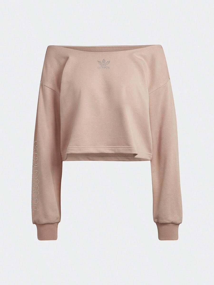 Adidas Sudadera suelta y oversize, sudadera casual de hombros caídos, versión suelta y versátil de sudadera de manga larga para mujer HF6774 - Color de la carne - Ver 1