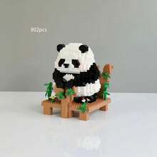 Cute Panda Swing Building Blocks, Micro Particle Assembly Toy, Healing Desktop Decor Gift, National Treasure Panda Rocking Horse Building Block Model - Multicolor - View 7