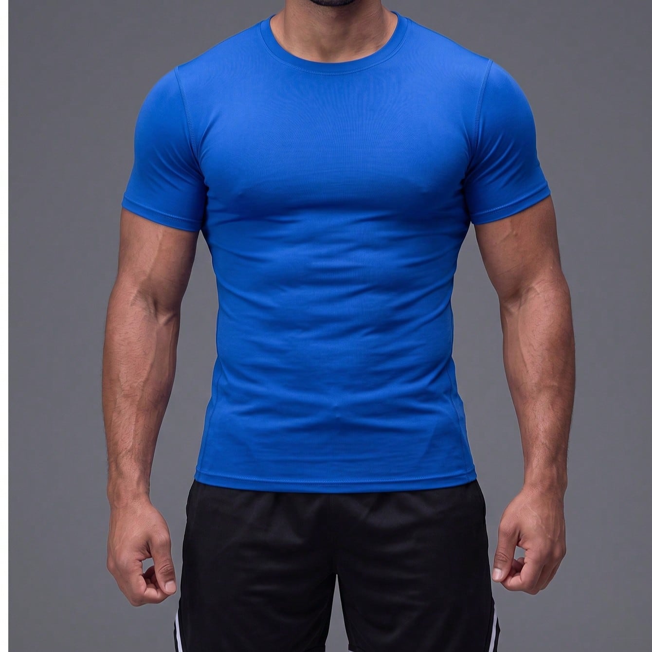 Zenbolt Camiseta de Entrenamiento de Compresión de Cuello Redondo Sólido para Hombres,Ajuste Delgado Manga Corta,Top Atlético de Compresión Para E