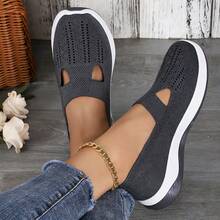 2025 Autumn/Winter New Women's Casual Sports Shoes, Wear-Resistant And Non-Slip Slip-On Women's Flat Shoes, Suitable For Indoor Gym, Office Work, Kitchen Work, Nursing Women's Loafers, Hiking, Outdoor Climbing, Christmas Gifts, Mother Shoes, Mother Shoes, Women's Shoes - 灰色 - 查看 3