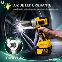 Cordless 450nm Impact Wrench With 2 X 21V Brushless Batteries And Carrying Case With 14 Accessories, Dual Voltage - 查看 8