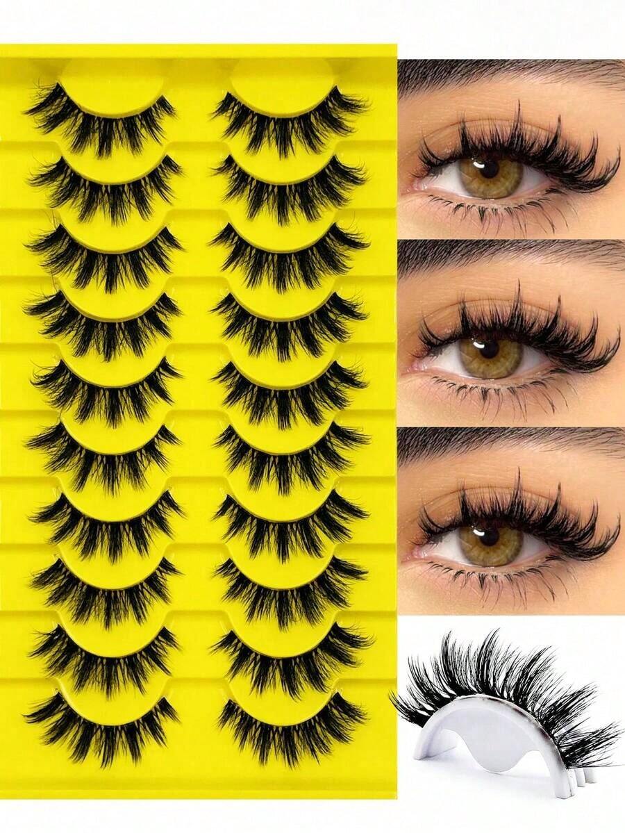 10 Pairs Manga Spiky Lashes Natural Soft Clear Band Comic Styles Eyelashes Anime Look Eyelash Wispy Strip Manga Look False Eyelashes Perfect For Daily Use Reusable - Lông mi Manga nhọn - Xem 1