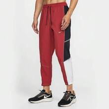 Nike Retro  Men's Casual Patchwork Tapered Woven Versatile Sports Pants - Red/Black and White - View 2
