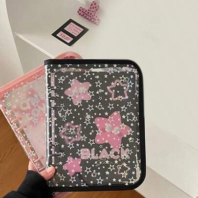 A5 레이저 스타 지퍼 바인더 리필 수납, DIY 다이어리, 투명 아이돌 사진 앨범, 귀여운 문구류