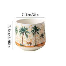 1pc 230ml Coconut Tree Saudi Coffee Cup, Ceramic Mug, Latte Art Cup, Creative Camel Tea Cup, Gift For Family, Friends, Colleagues - Multicolor - View 8