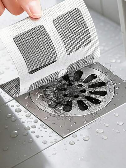 1/10/30/50pcs Disposable Floor Drain Stickers, Kitchen&Bathroom Sewer Filter, Shower And Bathtub Hair Catcher, Drain Filter, Easy To Install Drain Filter Stickers, Bathroom Sink Hair Catcher, Self-Adhesive Drain Cover, Filter Paper, Filter Mesh, Suitable For Shower, Sink And Laundry, Bathroom Gadgets, Bathroom Accessories, Bathroom Floor Drain, Drain Plug, Household Cleaning Tools