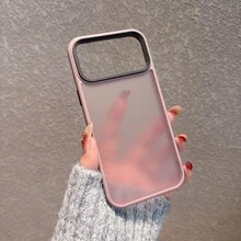 Minimalist Matte Pink Hard Case, Acrylic Material, Stepped Lens Design, 2.0mm Thickness, Lotus Root Pink Phone Case Suitable For IPhone 17 Pro Max/17 Pro/17/16/16 Pro Max/16 Pro/15/15 Pro Max/15 Pro, Reinforced Protective Cover - Dusty Pink - View 5
