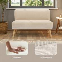 Asofer Divano a 2 posti, divanetto compatto con rivestimento in tessuto di velluto a coste, divano salvaspazio per camera da letto, soggiorno, appartamento, 119x56x78 cm, grigio - Bianco - Visualizzare 8