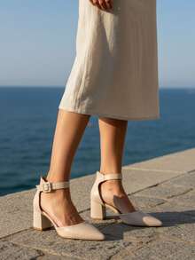Women's Solid Color Pointed Toe Fashion High Heel Pumps Suitable For Daily And Commuting Stylish High Heels - Beige - View 3