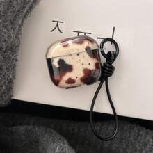 黑色棕色奶牛纹墨迹泼墨半透明耳机保护套+挂绳套装,适用于苹果 Pro 3/ Pro 2/ Pro/ 4/ 3/ 2。表面有一层保护膜,请在使用前撕掉。 - 黑色 - 查看 5
