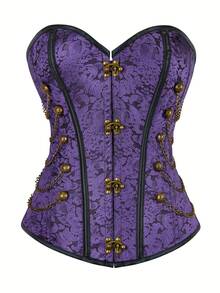 Local Shipping European And American Gothic Purple Court Corset - 紫藍色 - 查看 1