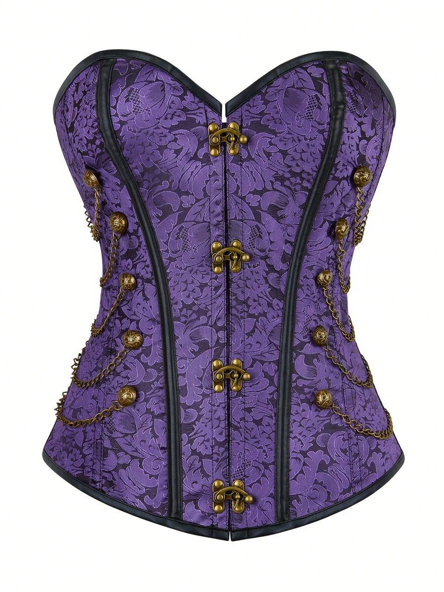 Local Shipping European And American Gothic Purple Court Corset - 紫藍色 - 查看 1