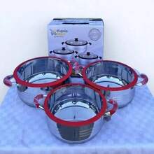 Red Silicone Pudding Molds / 6-Piece Stainless Steel Cookware Set, High Quality And Durable, Compatible With Any Heat Source Including Induction. - View 3