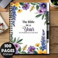 Bộ sổ tay lò xo hoa văn kèm bút! 100 trang, dung lượng lớn, phù hợp cho việc ghi chép công việc và học tập. Chủ đề hành trình Kinh Thánh 52 tuần, mang ý nghĩa văn hóa tôn giáo. Món quà tuyệt vời cho lễ tốt nghiệp, sinh nhật, v.v. Phù hợp để viết nhật ký hoặc lên kế hoạch hàng ngày! - Phương án A + 1 bút - Xem 1